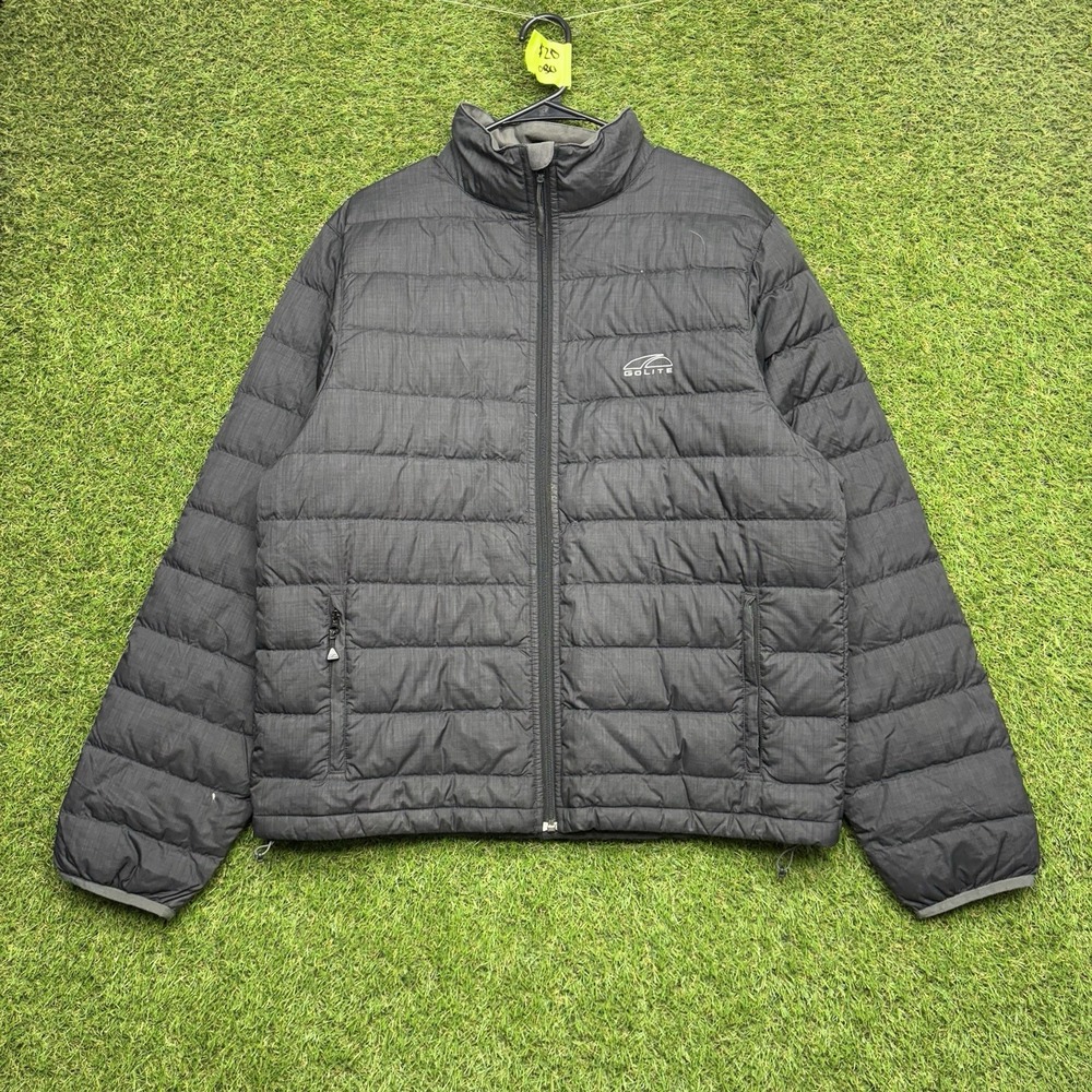 GoLite Goose Down Puffer Jacket Mens Large Black Full Zip Hiking Black Outdoor